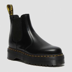 Dr. Martens Women's 2976 Chelsea Quad Platform Black Smooth Leather Boots